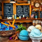 Flick International A colorful scene inside the King Cone ice cream parlor with natural ingredients for dye-free ice cream flavors