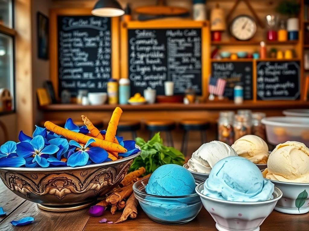 Flick International A colorful scene inside the King Cone ice cream parlor with natural ingredients for dye-free ice cream flavors
