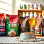 Flick International A cozy pet feeding nook with colorful pet food products and accessories