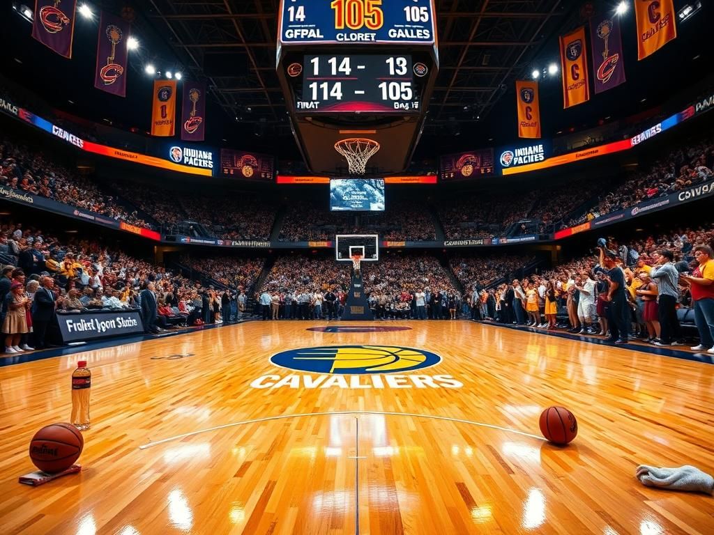 Flick International Intense basketball action during Indiana Pacers vs Cleveland Cavaliers game