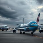 Flick International Dramatic political scene with Air Force One and luxury private jet