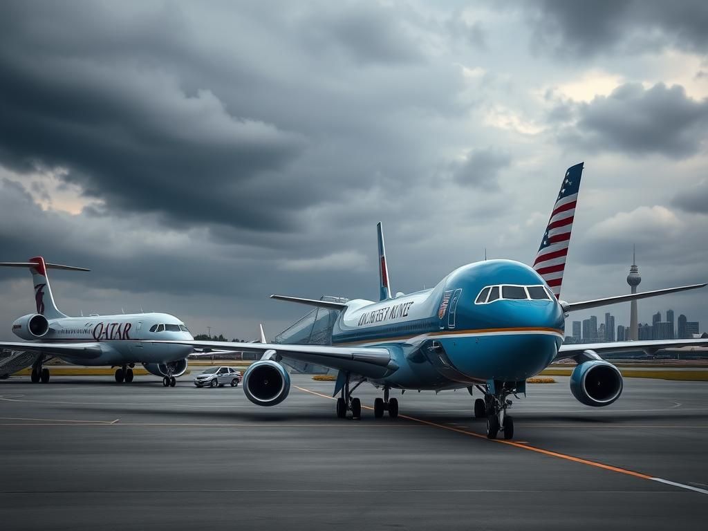 Flick International Dramatic political scene with Air Force One and luxury private jet