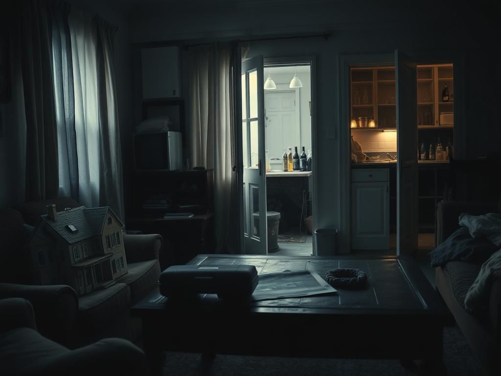 Flick International A dimly lit living room reflecting struggle and resilience