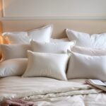 Flick International Elegant arrangement of luxurious pillows designed for back sleepers on a plush bed