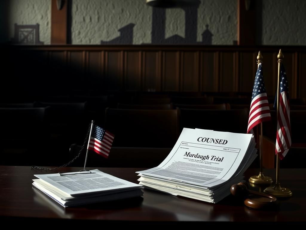 Flick International A dark courtroom scene with empty benches and a gavel symbolizing legal proceedings