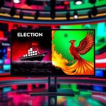 Flick International Intense political debate scene in a modern television studio