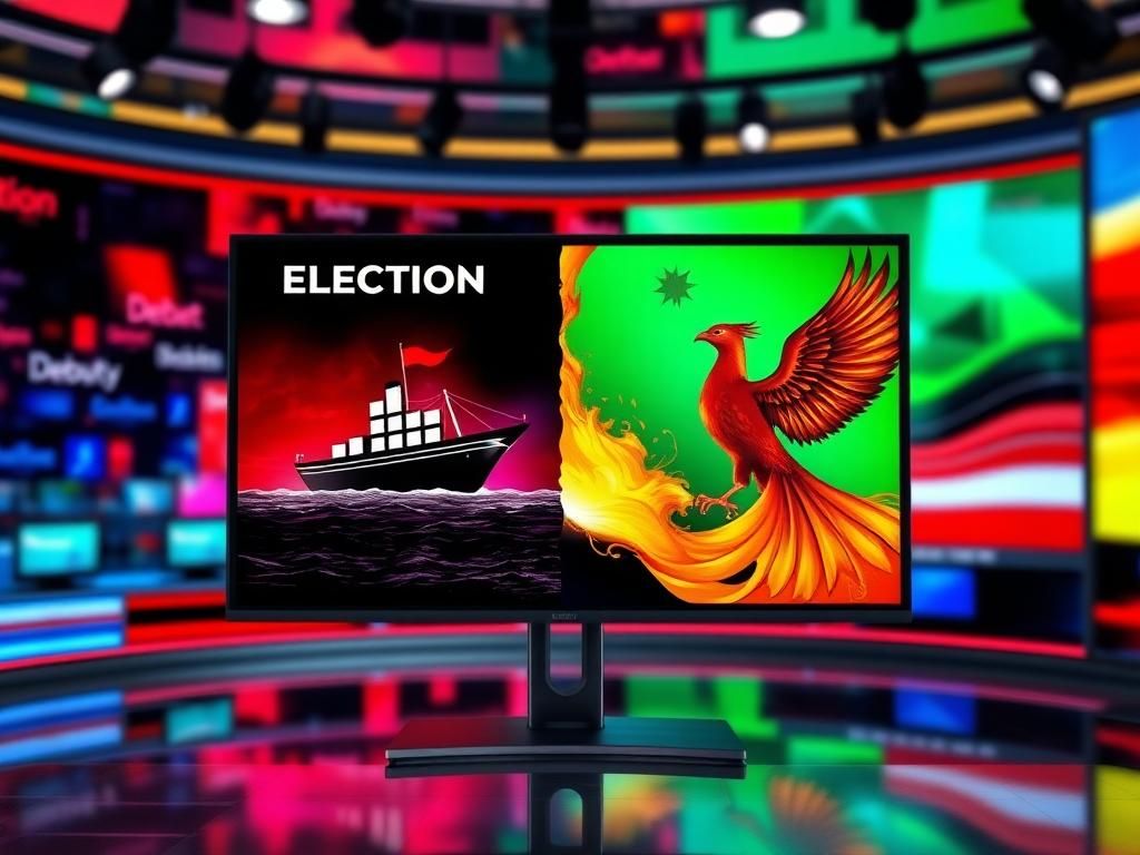 Flick International Intense political debate scene in a modern television studio