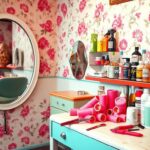 Flick International A vibrant 1970s hair salon scene with retro styling tools and products