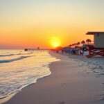 Flick International Serene sunset beach scene at Myrtle Beach, South Carolina