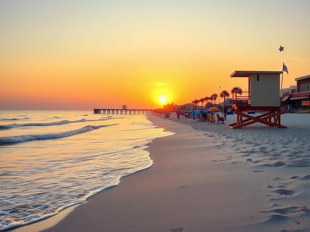Flick International Serene sunset beach scene at Myrtle Beach, South Carolina