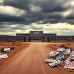 Flick International A stark ICE facility surrounded by an industrial landscape