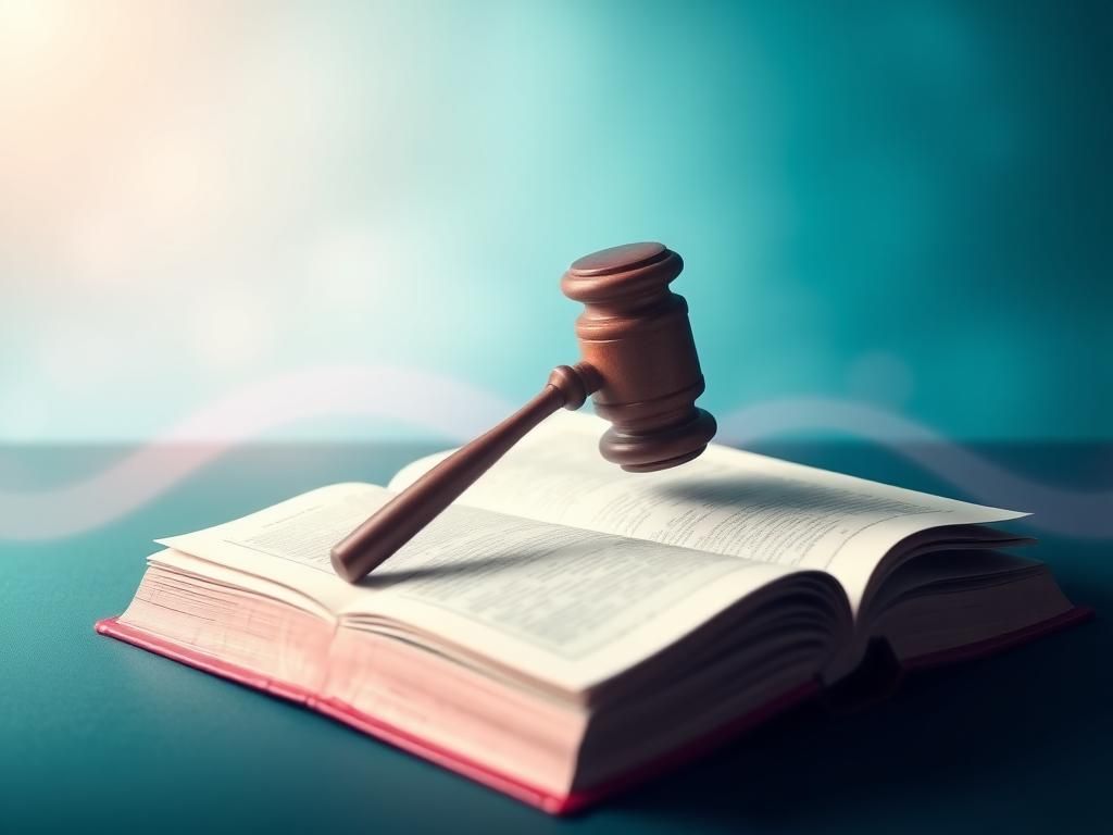 Flick International Abstract representation of a gavel on an open book symbolizing justice and reproductive rights