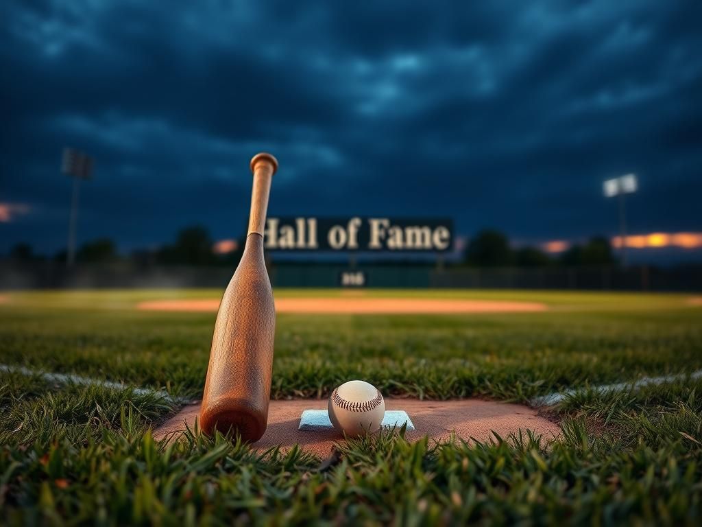 Flick International A close-up of an empty baseball field at dusk with a baseball bat and ball