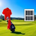 Flick International Scottie Scheffler's vibrant orange golf outfit showcased on a tee amidst a beautiful golf course landscape