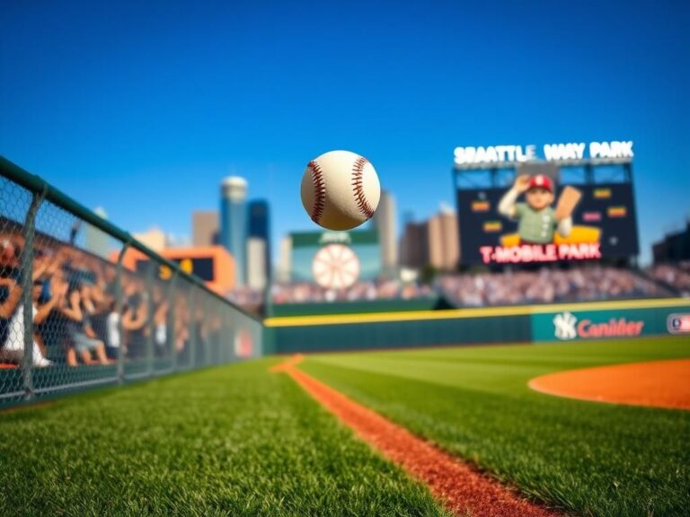 Flick International Julio Rodríguez making a spectacular catch at T-Mobile Park, robbing Trent Grisham of a home run