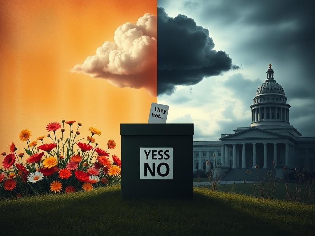 Flick International Conceptual image contrasting abortion rights and restrictions with colorful flowers and dark storm clouds