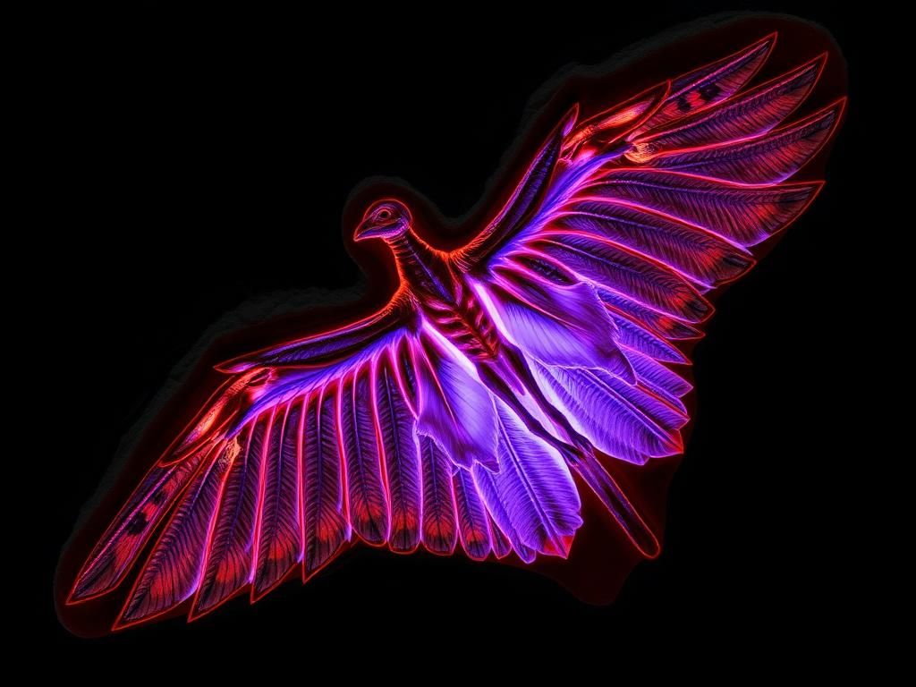 Flick International Close-up view of a well-preserved Archaeopteryx fossil showcasing feather details