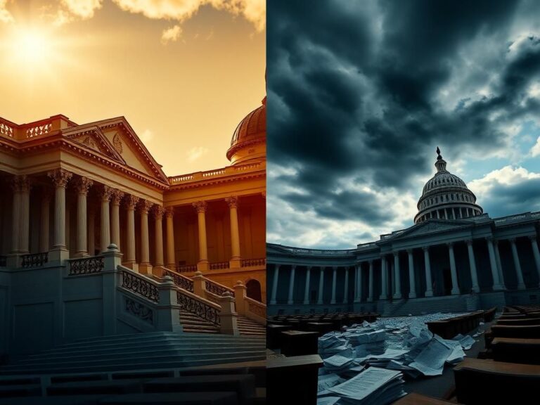Flick International A split scene depicting contrasting emotions within the Republican Party regarding Trump's legislative proposals