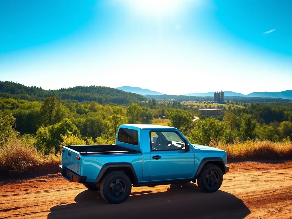 Flick International sleek electric pickup truck parked on a rugged dirt road