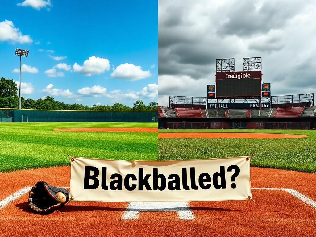 Flick International Juxtaposition of two contrasting baseball diamonds representing inclusion and exclusion