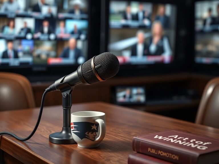 Flick International Vintage microphone on a wooden desk symbolizing a tense interview atmosphere