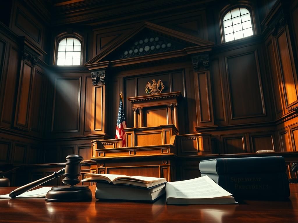 Flick International A grand courtroom featuring Chief Justice Roberts and Justice Sotomayor during a judicial session