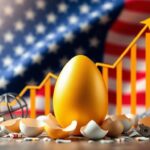 Flick International Conceptual image of a rising graph line representing approval ratings with a blurred American flag background