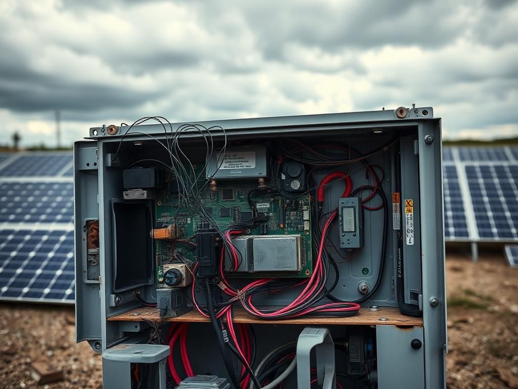 Flick International Close-up view of a disassembled solar power inverter with hidden communication devices