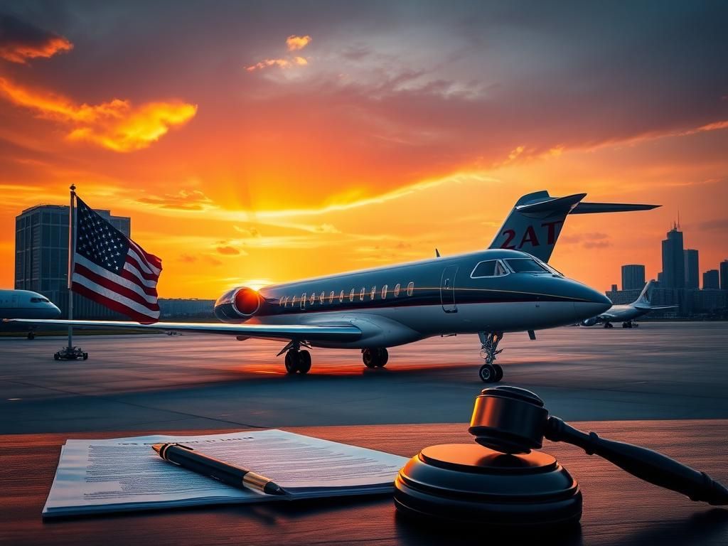 Flick International Luxurious private jet with Qatar Airways livery parked on tarmac during sunset