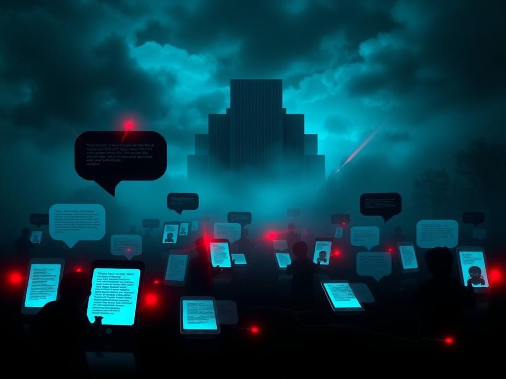 Flick International Conceptual image of a dark digital landscape symbolizing AI threats to child safety.