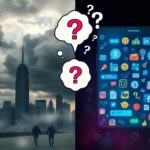 Flick International Split scene depicting economic uncertainty with a dark city skyline and a vibrant digital screen showing social media backlash themes