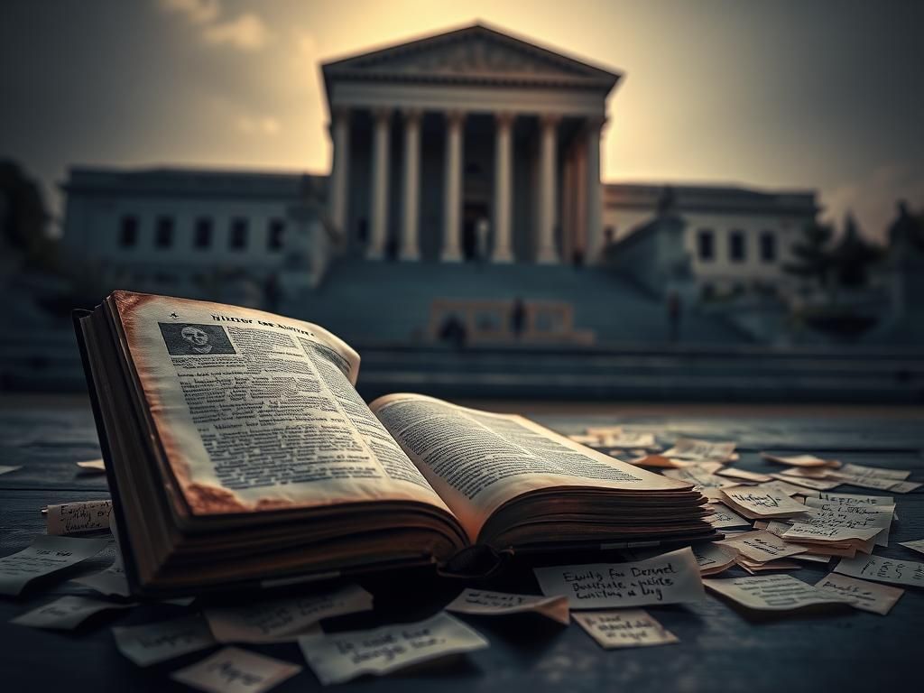 Flick International A weathered open book on a dark wooden table symbolizing the call for reparations