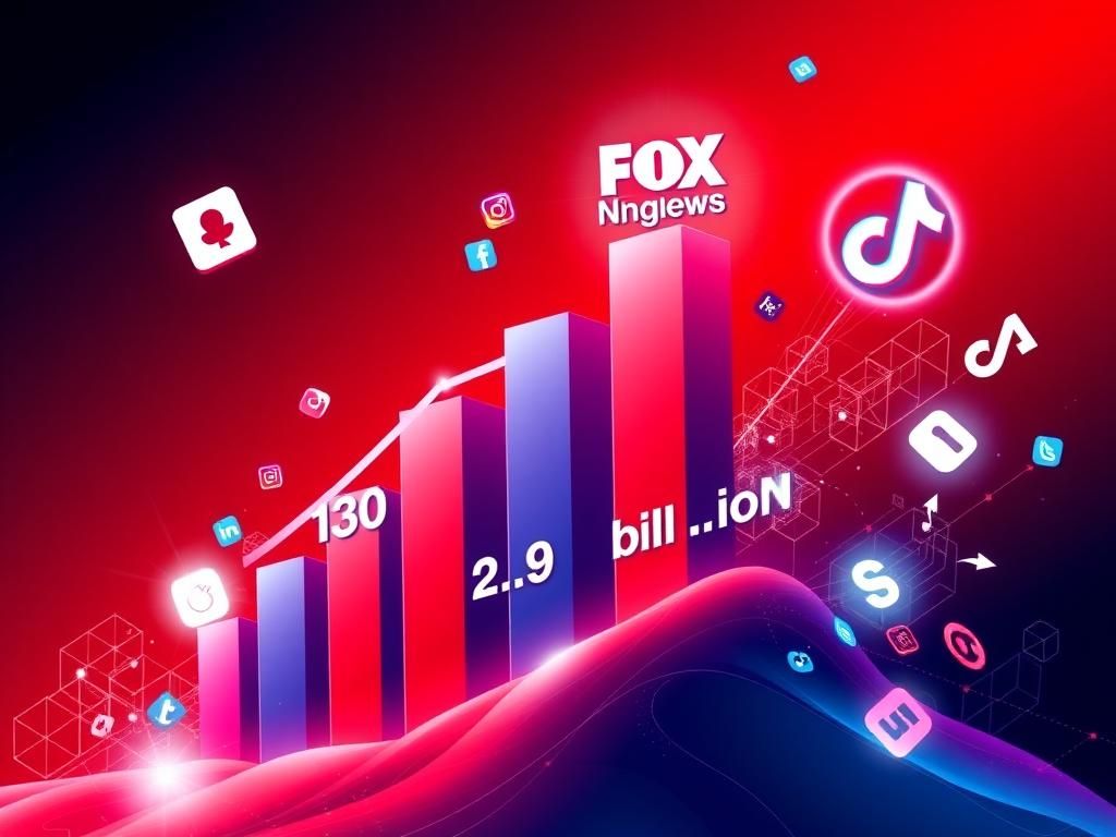Flick International Stylized bar graph representing Fox News Digital's growth metrics with vibrant colors