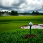 Flick International A lush golf course view at Quail Hollow with a golf ball on a tee