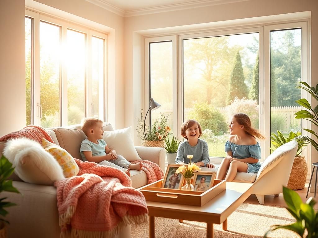 Flick International A cozy sunlit living room symbolizing family happiness and renewal