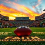 Flick International A vibrant football stadium scene with cheering fans and a football on the field