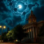Flick International Dramatic night scene outside a government building in Nashville