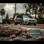 Flick International A dramatic scene on a desolate Florida street with rocks and debris reflecting conflict