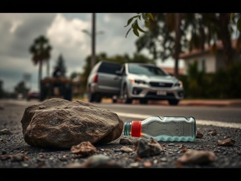Flick International A dramatic scene on a desolate Florida street with rocks and debris reflecting conflict