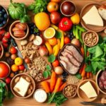 Flick International Colorful assortment of Paleo diet-friendly foods on a wooden table