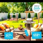 Flick International Vibrant outdoor scene featuring a stylish four-piece furniture set in a sunny backyard