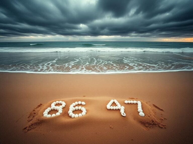 Flick International Sandy beach with seashells forming the numbers '86 47', symbolizing political controversy