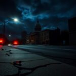 Flick International Ominous urban street scene depicting the impact of crime in Massachusetts