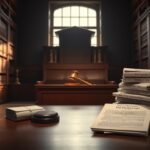 Flick International Dimly lit courtroom with an empty gavel symbolizing justice for Venezuelan migrants