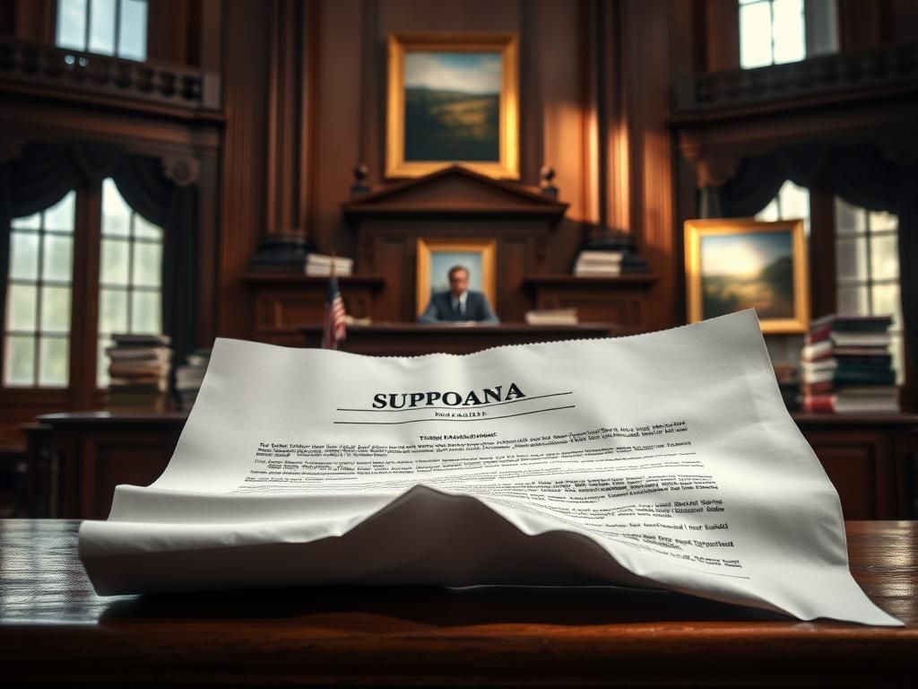 Flick International Dramatic courtroom scene with crumpled subpoena document symbolizing legal tension between Taylor Swift and Blake Lively