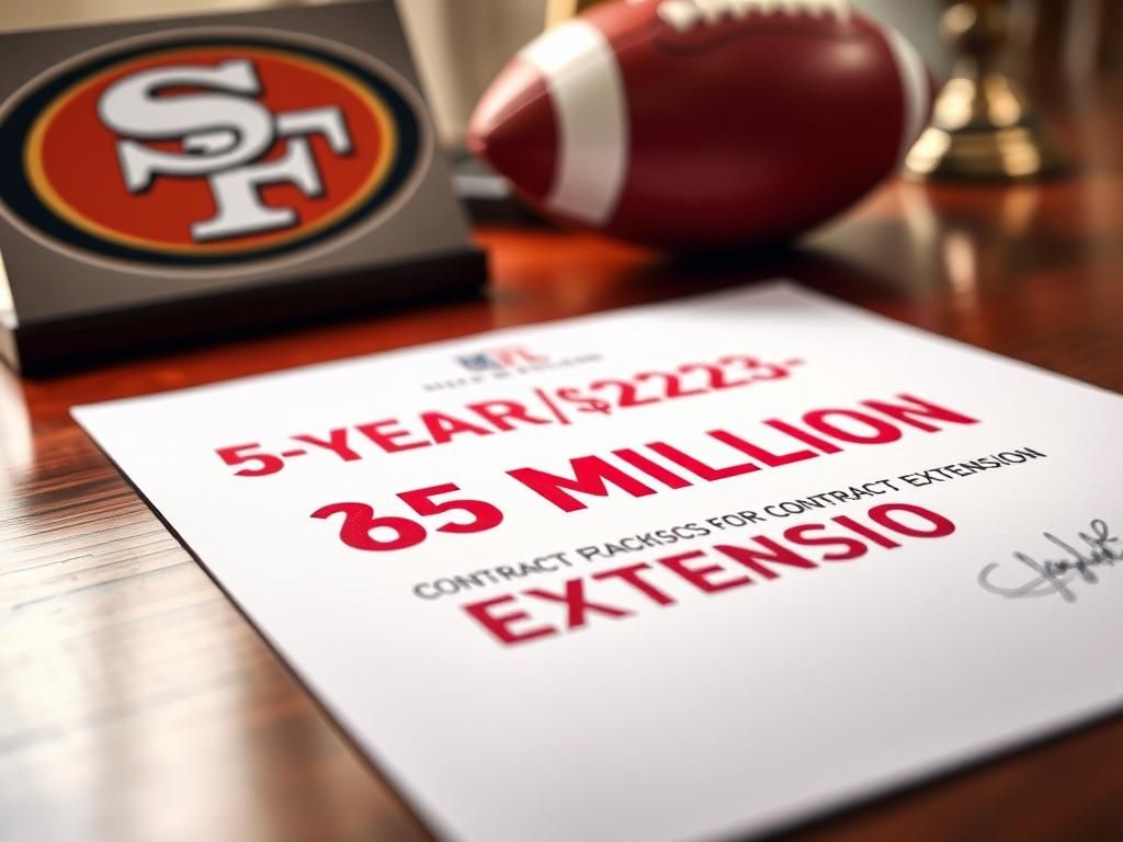 Flick International Close-up of a signed 5-year, $265 million contract extension for Brock Purdy of the San Francisco 49ers