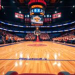 Flick International Vibrant front row view of Madison Square Garden during a New York Knicks playoff game.