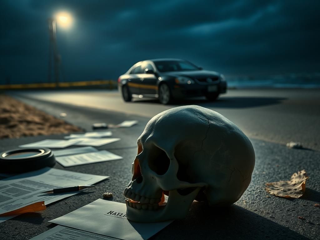 Flick International Cracked skull symbolizing medical mystery and true crime themes