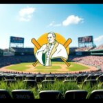 Flick International Graphic installation of Pope Leo XIV at Chicago's Rate Field honoring his 2005 World Series attendance