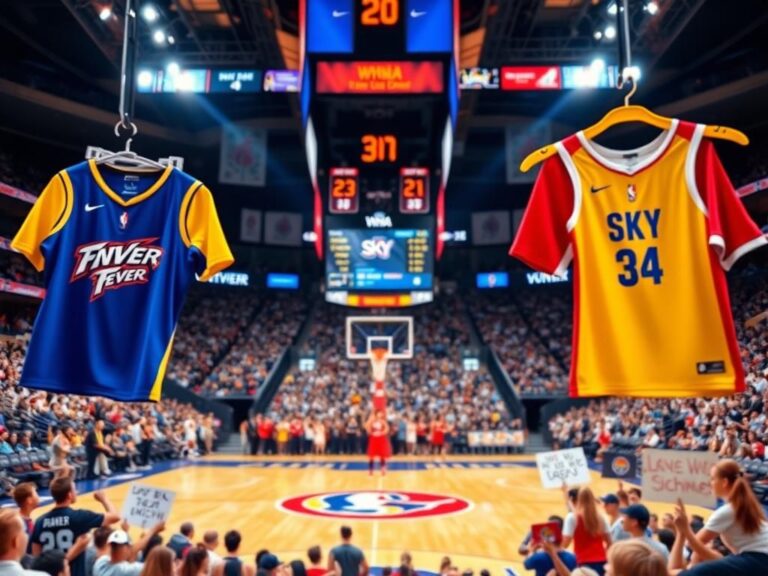 Flick International Dynamic sports arena scene with WNBA colors of Indiana Fever and Chicago Sky